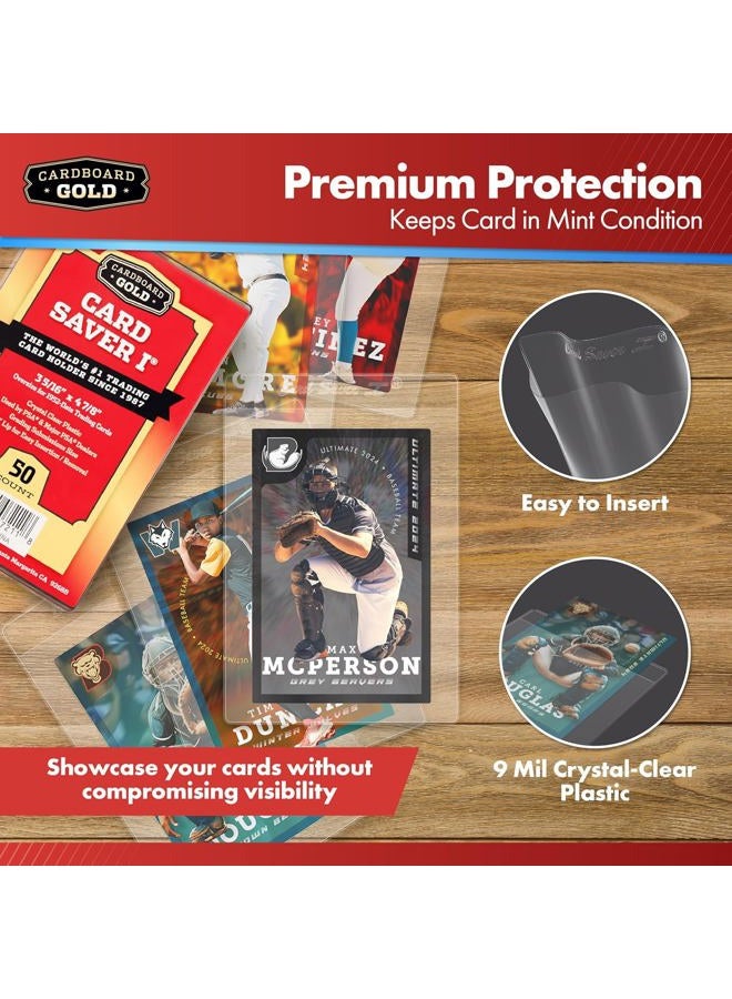 Cardboard Gold Card Saver 1 - 50 Count - Semi Rigid Card Holder, Trading Card Protectors - PSA-Approved Cardsaver for Baseball, Trading, Sports Cards - Card Sleeves, Binder, & Storage Box Compatible - Image 4